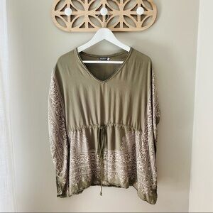 Earthbound Pullover Blouse Green Sz Small